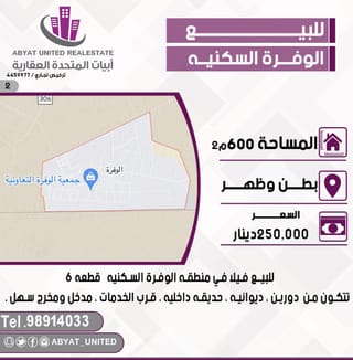 للبيع بيت في الوفرة السكنية